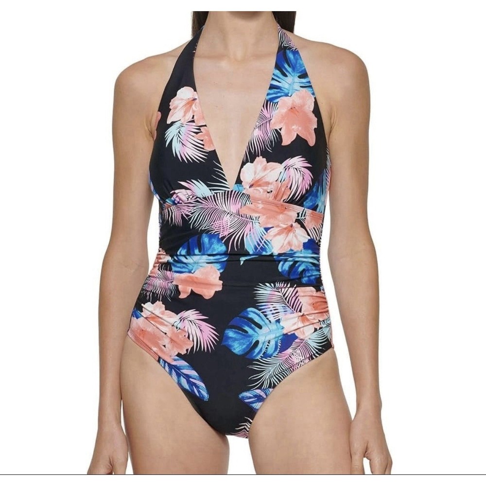 DKNY Size XL Women's One Piece Tummy Control Halter Neckline Swimsuit - Picture 1 of 8